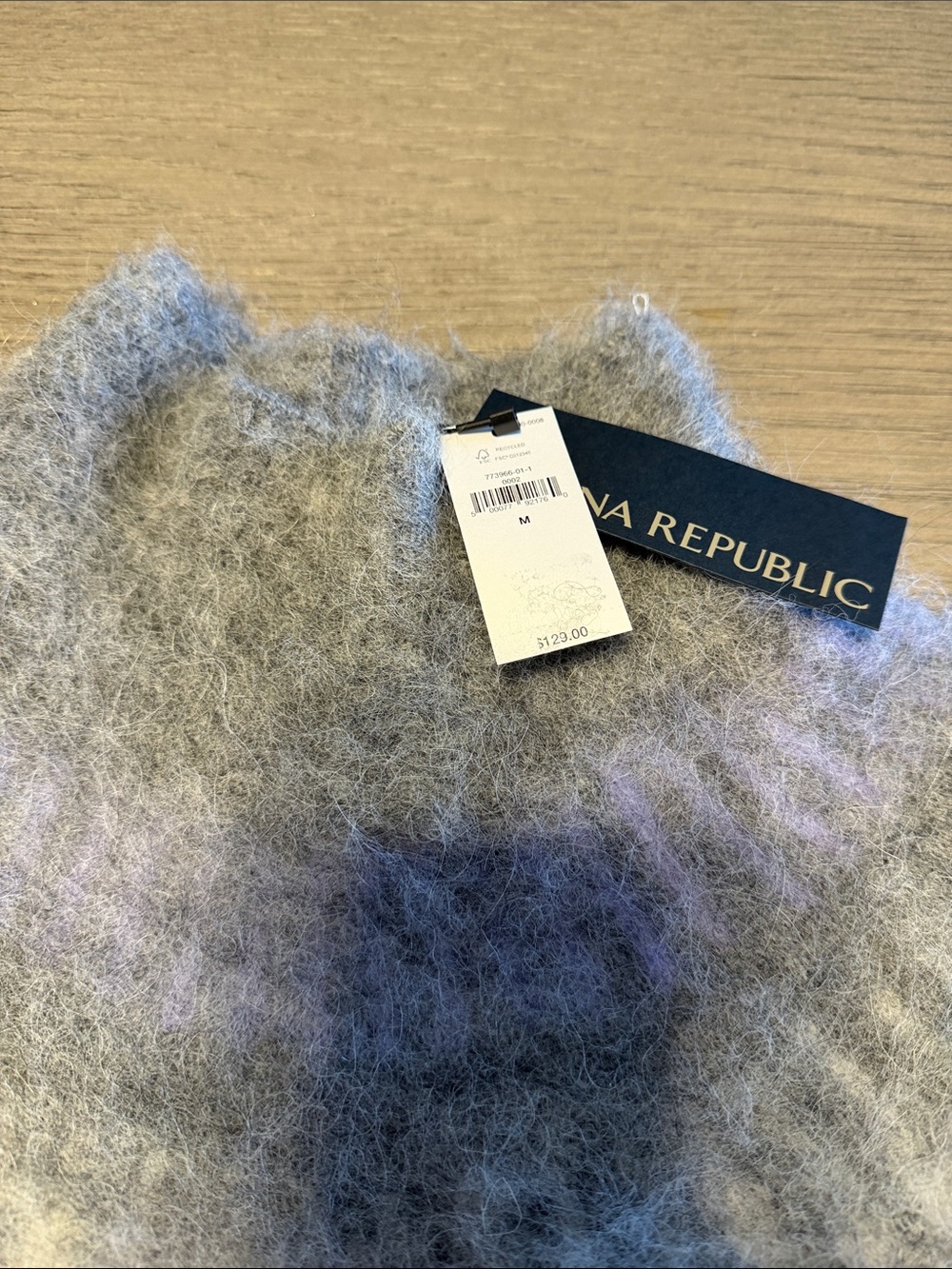 Banana Republic Light Gray and Lavender Fair Isle Turtleneck Sweater - Picture 2 of 2